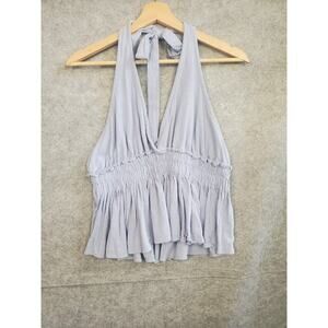 Women's Ocean Drive Size Medium Blue Boho Halter Top